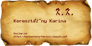 Keresztény Karina névjegykártya